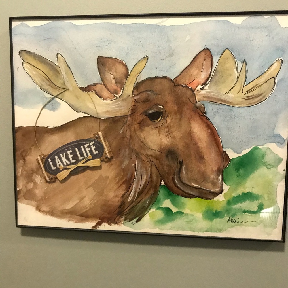 Moose water color wall art